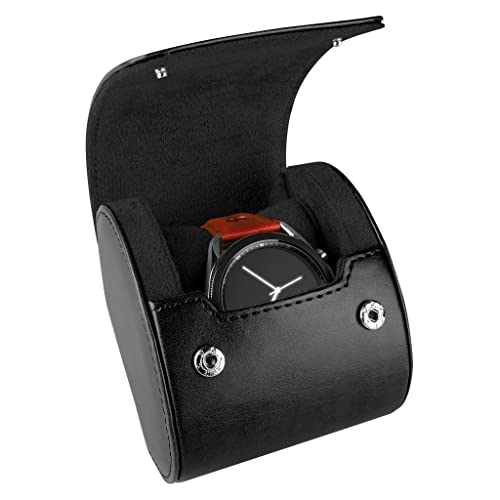 Watch Roll Black Recycled Leather Watch Travel Case & Watch Band Storage