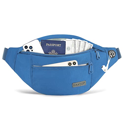 Large Blue Crossbody Fanny Pack for Women Men Belt Bag Fit All Phones