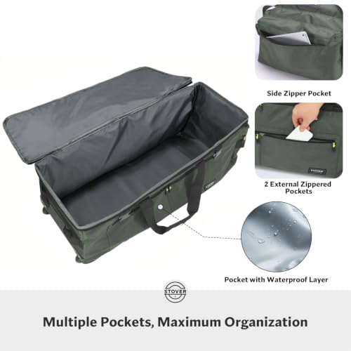 100L U Zip Rolling Duffel Bag with Wheels