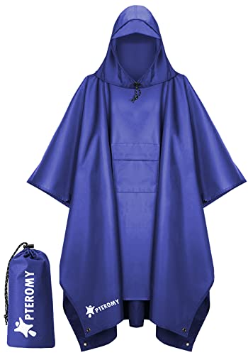 Hooded Rain Poncho for Adult with Pocket