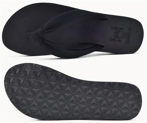 Flip Flops for Women Arch Support Summer Beach Sandals Black Size 12