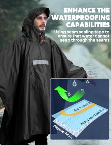 Hooded Rain Poncho for Adult Waterproof Lightweight Raincoat