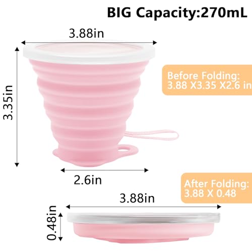 2 Pack Silica gel Collapsible Travel Cup 270ml