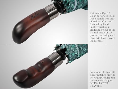 Folding Umbrella Real Wood Handle Walnuts Alpine Green