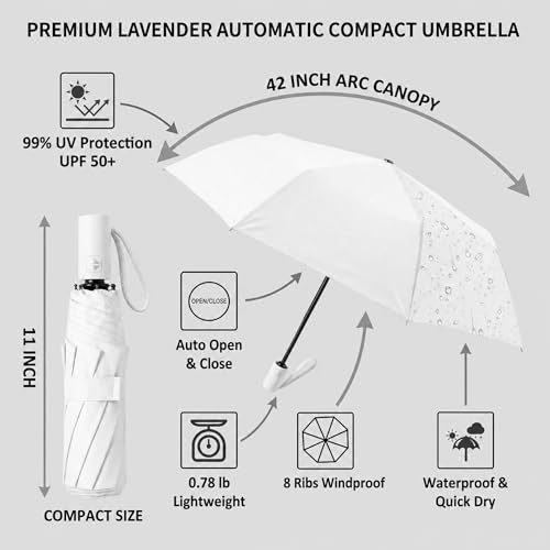 Small Compact Travel Umbrella with UV Protection for Sun & Rain