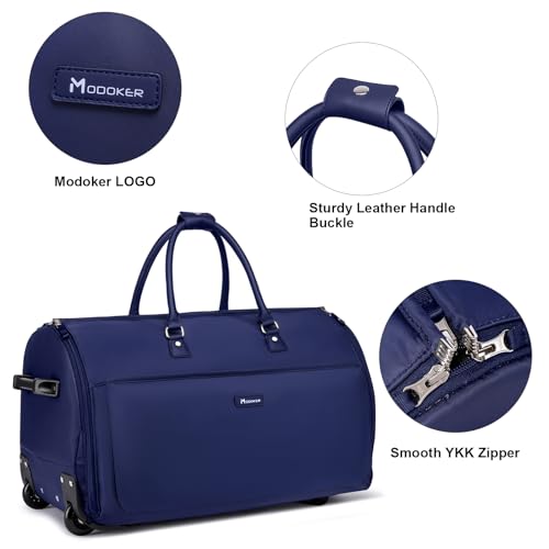 3-in-1 Rolling Garment Duffle Bag with Wheels, 25in Blue