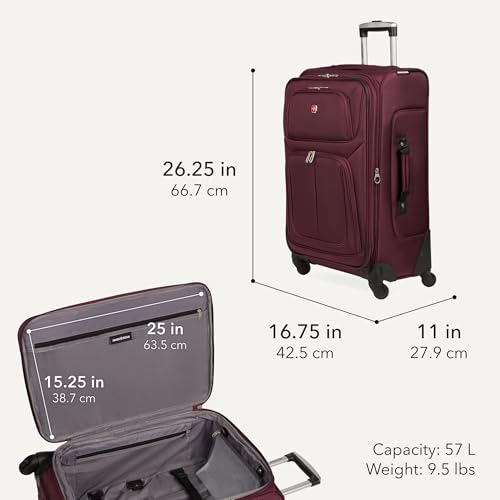 Sion Softside Expandable Spinner Luggage Durable Lightweight Travel Suitcase