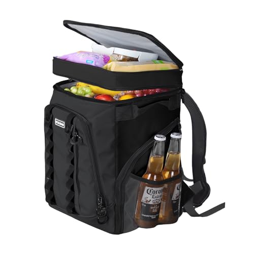 Insulated Backpack Coolers Insulated Leak Proof for Camping Hiking Beach Travel 36cans Cooler Backpack for Men Women 18 Hours Cooling Black 30L (36 Count)