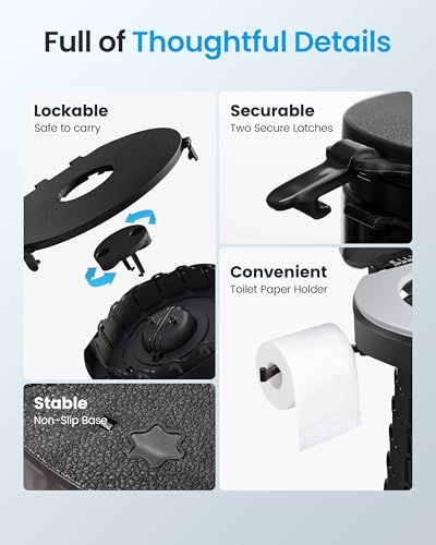 Upgrade Retractable Portable Toilet Travel Toilet Adjustable Height Camping Toilet Portable Potty for Adults Kids