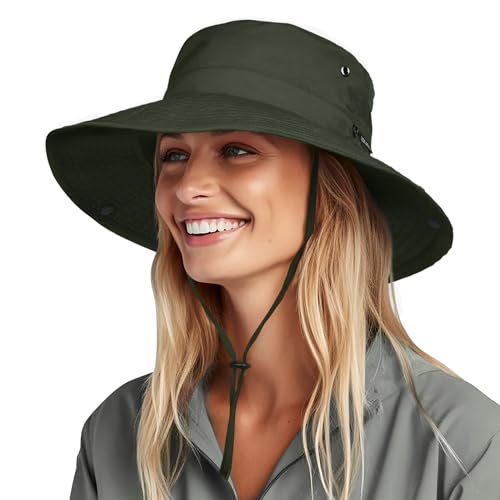 Sun Hats for Women Ponytail Wide Brim Summer Packable Cowboy Hat