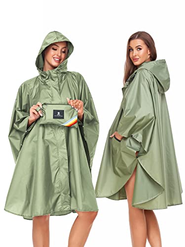Unisex Rain Poncho Hooded Waterproof Raincoat for Adults Women