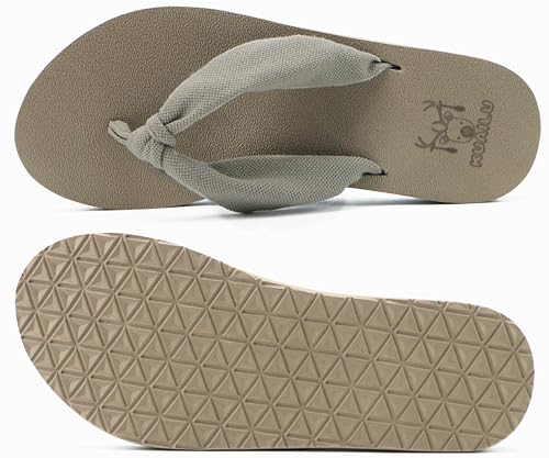 Flip Flops for Women Arch Support Summer Beach Sandals Camel Size 12