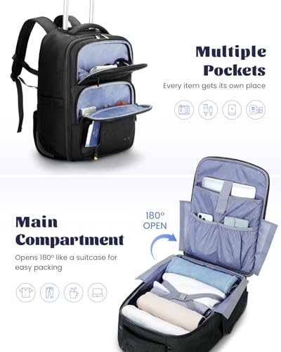Rolling Laptop Backpack with Wheels Carry On Laptop Bag