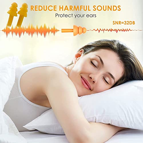 Earplugs for Sleeping Noise Cancelling Reusable Silicone Ear Plugs Suitable for Swimming Travel Snoring Airplanes Study Work Noisy Places（8Pairs） (8 Count)