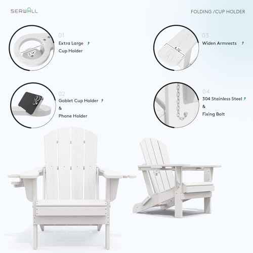 Outdoor Adirondack Chair Set of 6 with Cup Holders (6 Count)