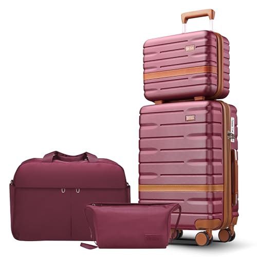 Luggage Sets with TSA Lock Hardside PC+ABS Carry On expandable Suitcase with Spinner Wheels Lightweight Rolling Travel Luggage Sets with YKK (4 Count)