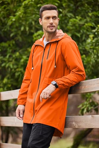 Men's Packable Rain Caots Big And Tall Green Men'S Rain Coats Watertight Jacket