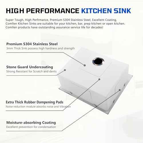 25 x 22 Inch Drop In Black Kitchen Sink
