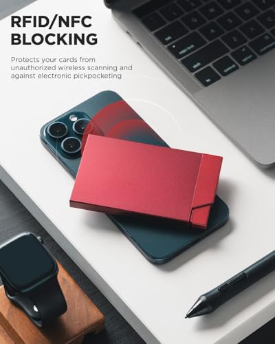 Pop up Card Holder Minimalist Credit Card Holder RFID Blocking Slim Metal Card Case for Men or Women