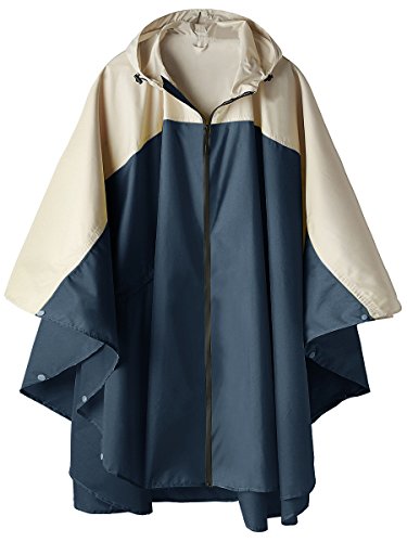 Adult Rain Poncho Waterproof Hooded Zipper Raincoat with Pockets
