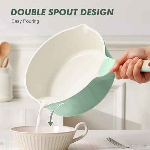 Ceramic Nonstick Saucepan with Double Pouring Spout