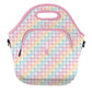 LunchTote Zippered Bag Insulated Neoprene Caddy (Gingham Flowers / X-Large 6.5 Quart Lunch Tote)