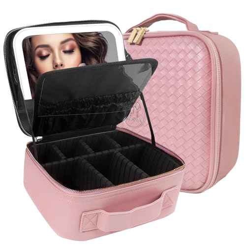 Travel Makeup Bag Cosmetic Bag Makeup Organizer Bag with Lighted Mirror
