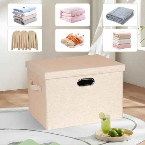 Storage Bins with Lids Fabric Closet Organizers Cubes Office Organization (3 Count)