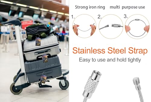 2 Pack Luggage Tags for suitcases Redeemer TSA Approved Label Luggage Tag Baggage Tag Leather Stainless Steel Loop Label Tag for Men Women Travel Bag Suitcase (2 Count)
