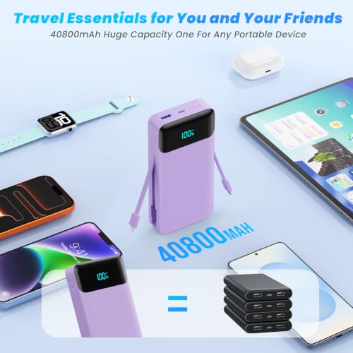 Portable Charger 40800mAh USB C Power Bank with Built