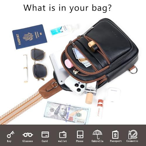 Sling Bag for Women Crossbody Fanny Cross Body Handbag Sling Purse Vegan Leather Trendy Gifts Travel Shoulder Bag Anti Theft Brown