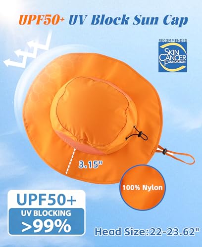 UPF50+Mens Womens Sun Hat Wide Brim Fishing Hat Packable UV Protection Gardening Beach Hat Orange