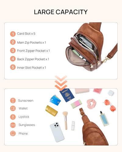 Crossbody Bags for Women Leather Sling Bag for Woman Travel Brown