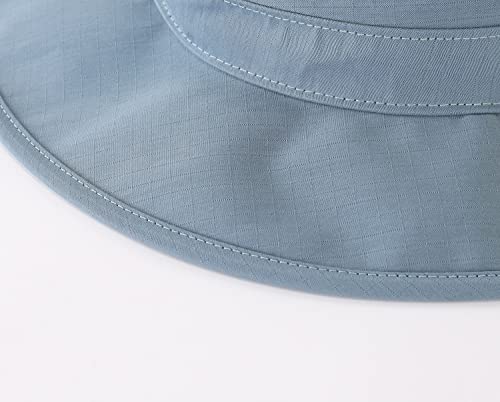 Mens UPF50+ Bucket Sun Hat Wide Brim UV Sun Protection Hat Summer Hat Fishing Cap Blue