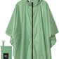 Adult Rain Poncho Waterproof Hooded Zipper Raincoat with Pockets