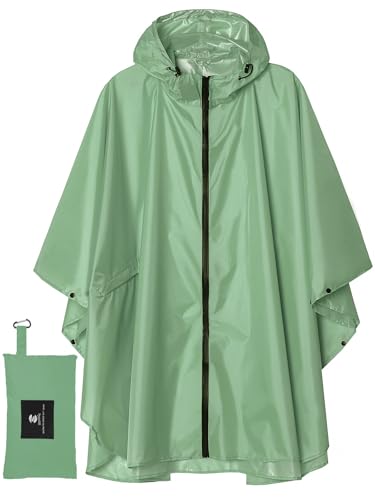 Adult Rain Poncho Waterproof Hooded Zipper Raincoat with Pockets
