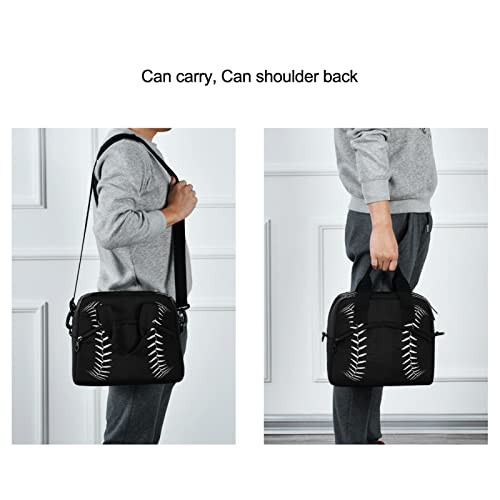 Fashion Baseball Cool Black Insulated Lunch Tote Bag Sport Softball Ball Print Reusable Cooler Lunch Box with Shoulder Strap for Women Men Work Picnic School Beach (multi 8)
