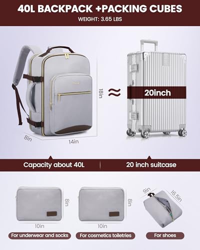 40L Travel Backpack Flight Approved Carry on Backpack