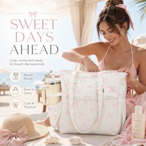 Waterproof Beach Tote Pool Bags for Women Ladies Extra Large Carry On Bag With Wet Compartment for Weekender Travel