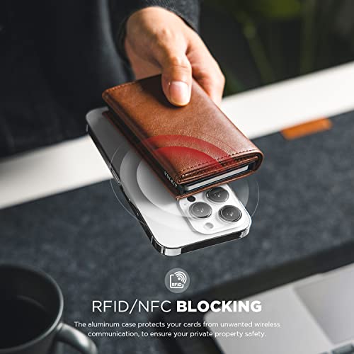 Pop up Card Wallet Minimalist Cash Wallets RFID Blocking Leather Smart Credit Card Holder with ID window for Men