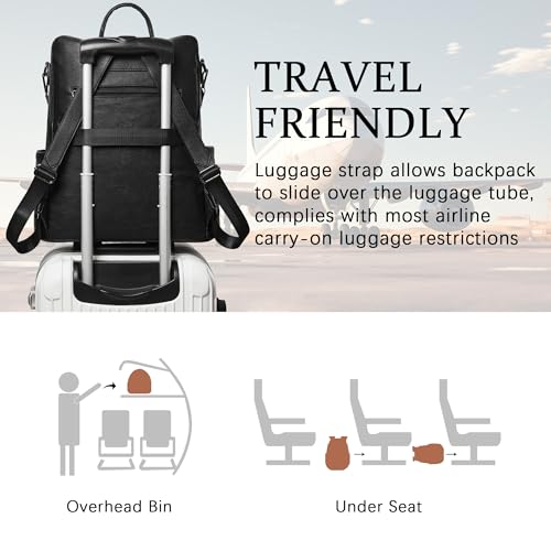 Vegan Leather Laptop Backpack for Women 15.6 inch Work Backpack Fashion Travel Backpack Purse for Travel College Work