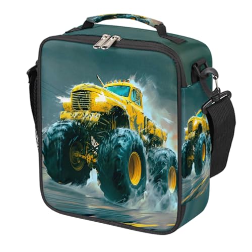 Monster Truck Kids Lunch Box for Girls Boys Reusable Insulated Lunch Bag for Kids Toddler Thermal Cooler Spacious Lunchbox with Shoulder Strap Lunchbag for School Work Picnic (print 5)