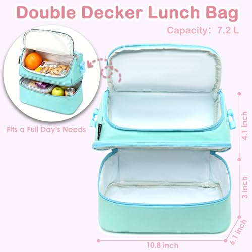 Double Decker Cooler Insulated Lunch Bag Large Tote for Boys