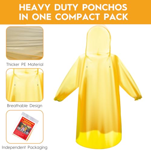 6 & 20 & 50 Pack Disposable Rain Ponchos for Adults (20 Count)
