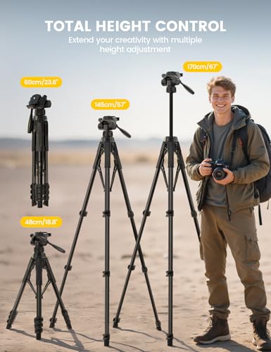 67" Camera Tripod with Rapid Leg Deployment for Video Photo Vlog