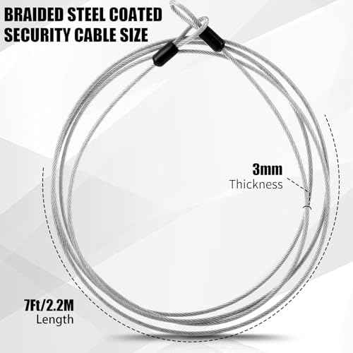 12 Pack Security Cable Luggage Lock with Loops 7 ft 3mm Braided Steel Coated Bike Cable Wire Double Loop Anti Theft Safety for U Lock (12 Count)