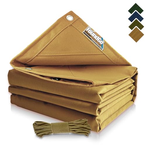 12x12ft Canvas Tarp 22 Mil Tarps 14 oz Canvas Tarpaulin Heavy Duty Cloth Water