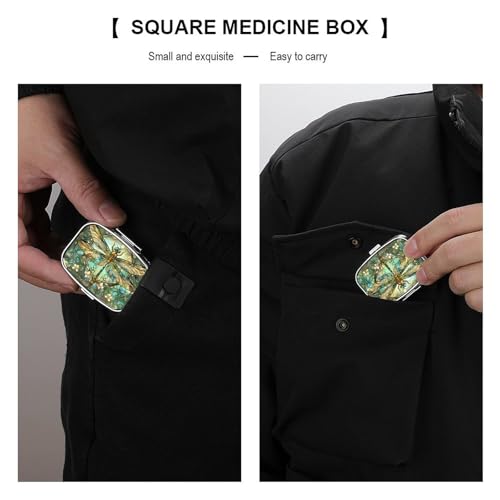 Metal 2 Compartment Pill Organizer Travel Friendly Portable Compact Pill Box Cute Pill Case to Hold Vitamins