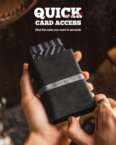 Trifold Card Wallet for Men RFID Blocking with Pop Up Credit Card Holder