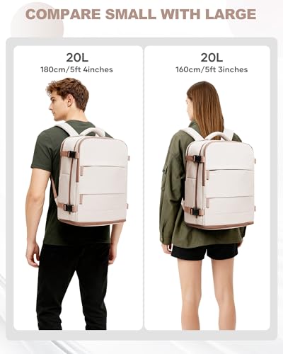 Travel Backpack Carry On for Women Man Gym Backpacks with Laptop Compartment Mochila de Viaje Teacher Personal Item Backpack Airplane Accessories Must Haves Beige Brown 20L